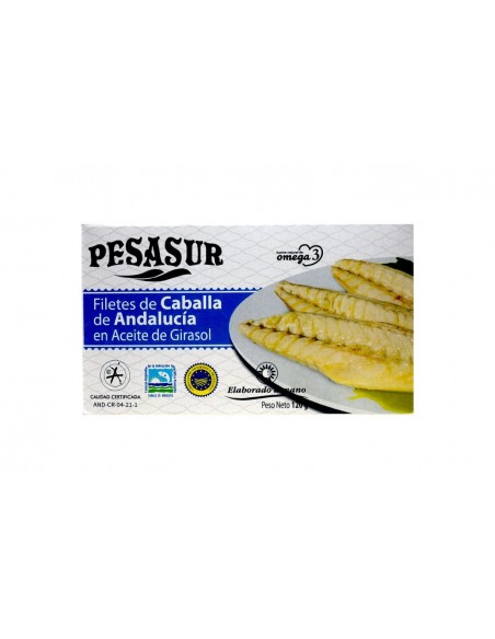 Filetes de caballa de Andalucia en aceite de Girasol Pesasur