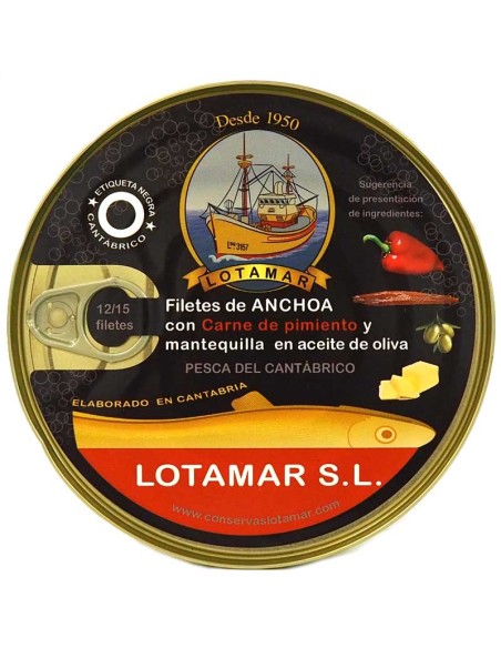 Anchoas del Cantábrico con pimiento Lotamar